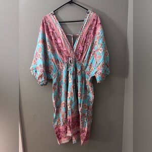 SHEIN Pink and Blue Floral Mini Dress